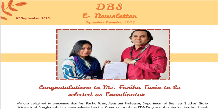Department of Business Studies (DBS) has released the DBS E-Newsletter for the months of Sep. to Dec. of 2025.